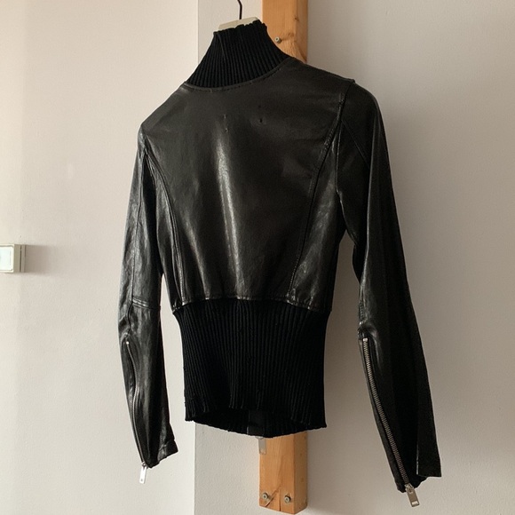 BNWT Diesel L-Lys-B Jacket Leather Jacket Distressed SZ XXS BLACK Hi Neck - Picture 2 of 11